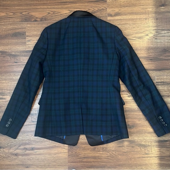 J.Crew Regent Wool Stretch Navy Green Plaid Single Button Womens Blazer Jacket 2 - Picture 6 of 9